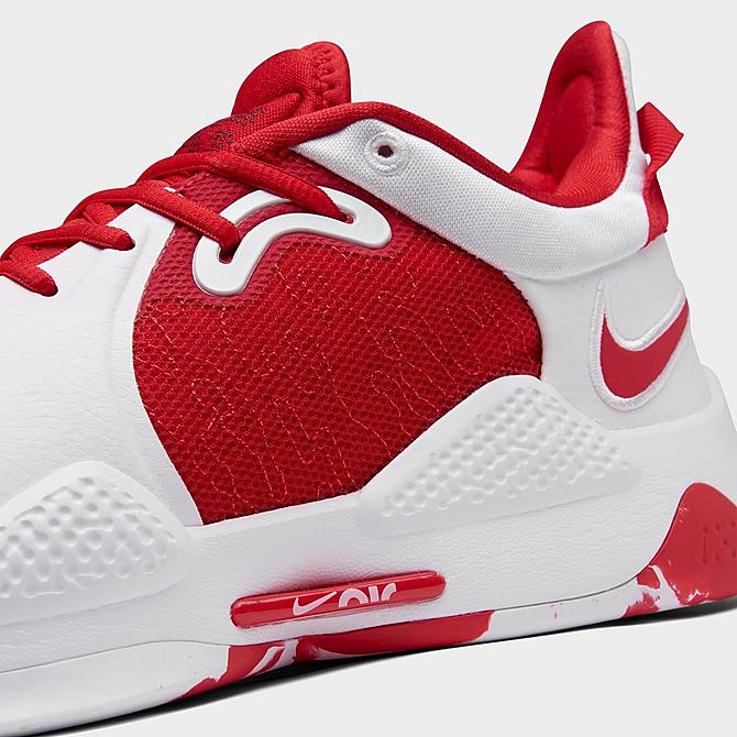 Front view of Nike PG 5 (Team) Basketball Shoes in University Red/University Red/White Click to zoom