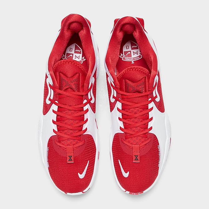 Back view of Nike PG 5 (Team) Basketball Shoes in University Red/University Red/White Click to zoom
