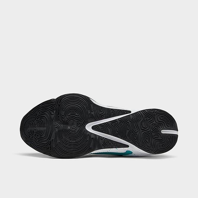 Bottom view of Nike Zoom Freak 3 (Team) Basketball Shoes in Clear Jade/White/Black Click to zoom