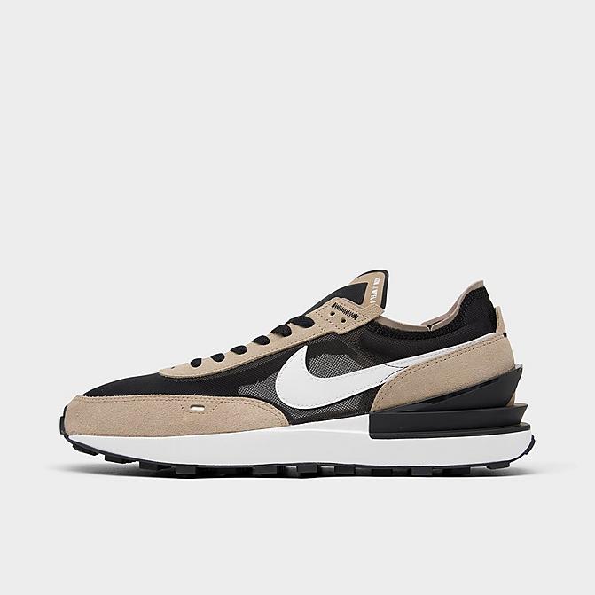 Right view of Men's Nike Waffle One Casual Shoes in Black/White/Khaki Click to zoom