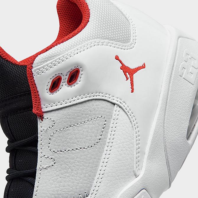 Front view of Boys' Big Kids' Jordan Max Aura 3 Basketball Shoes in White/University Red/Pure Platinum/Black Click to zoom