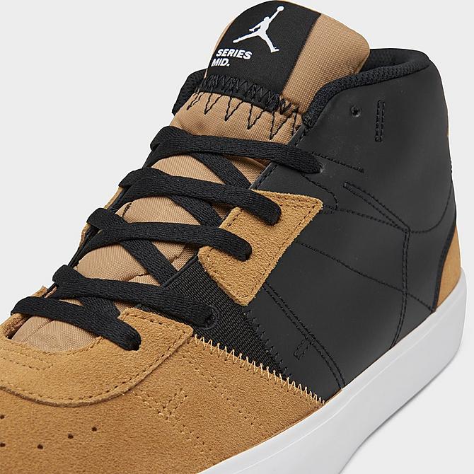 Front view of Men's Jordan Series Mid Casual Shoes in Black/White/Elemental Gold/Washed Teal/Gum Light Brown Click to zoom
