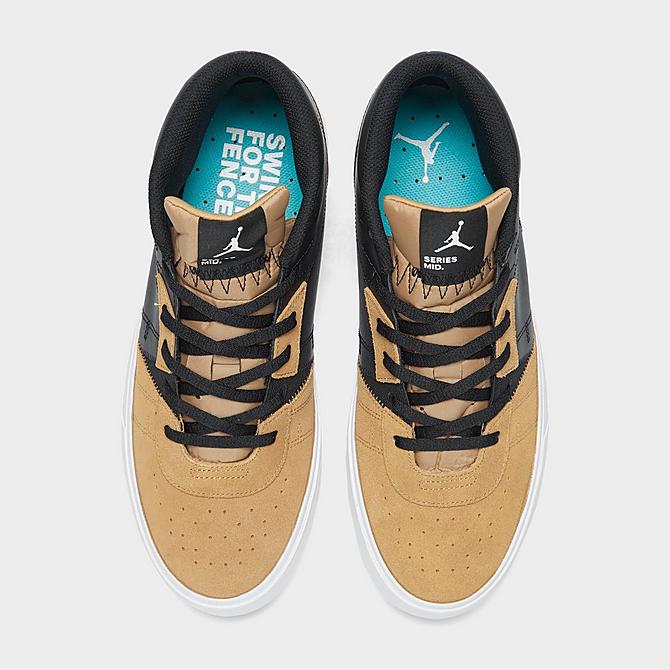 Back view of Men's Jordan Series Mid Casual Shoes in Black/White/Elemental Gold/Washed Teal/Gum Light Brown Click to zoom