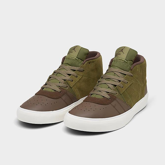 Three Quarter view of Men's Jordan Series Mid Casual Shoes in Pilgrim/Light Olive/White/Sail Click to zoom