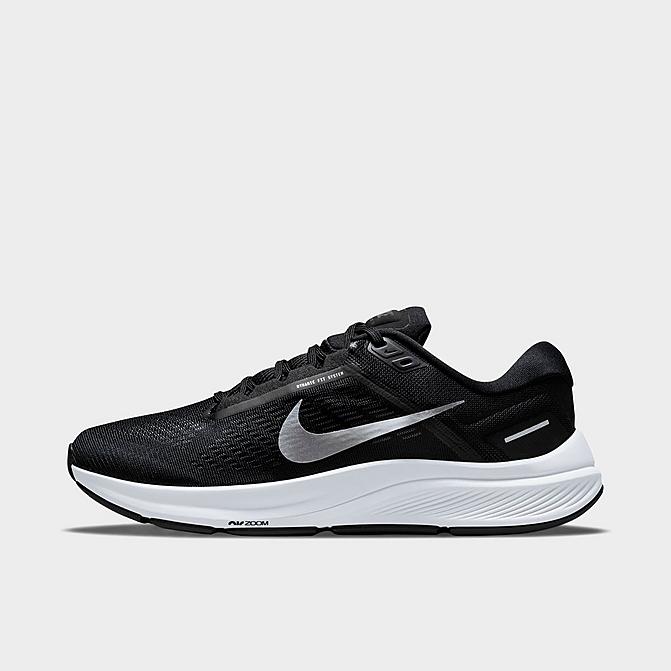 Right view of Men's Nike Air Zoom Structure 24 Running Shoes in Black/Off Noir/Pure Platinum/Metallic Silver Click to zoom
