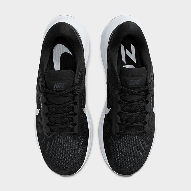 Back view of Men's Nike Air Zoom Structure 24 Running Shoes in Black/Off Noir/Pure Platinum/Metallic Silver Click to zoom