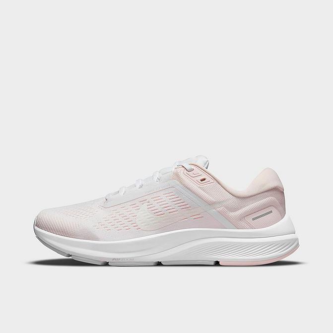 Right view of Women's Nike Air Zoom Structure 24 Running Shoes in White/Light Soft Pink/Grey Fog/Barely Green Click to zoom