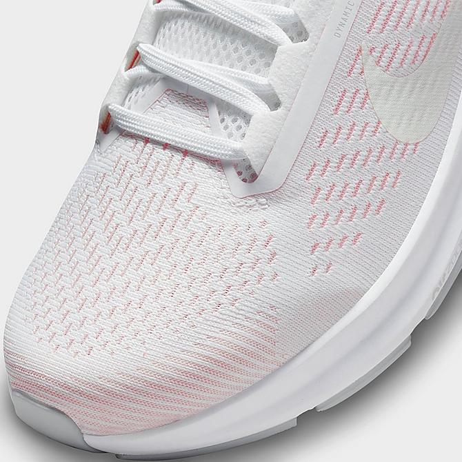 Front view of Women's Nike Air Zoom Structure 24 Running Shoes in White/Light Soft Pink/Grey Fog/Barely Green Click to zoom