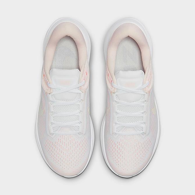Back view of Women's Nike Air Zoom Structure 24 Running Shoes in White/Light Soft Pink/Grey Fog/Barely Green Click to zoom