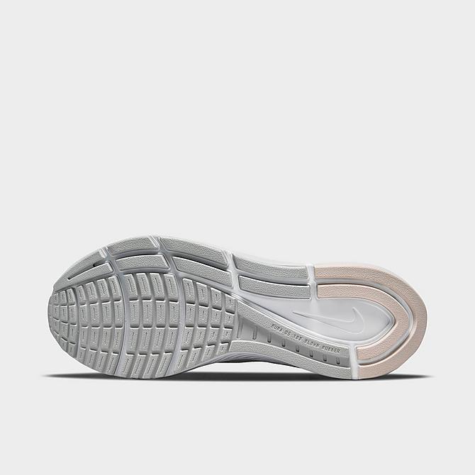 Bottom view of Women's Nike Air Zoom Structure 24 Running Shoes in White/Light Soft Pink/Grey Fog/Barely Green Click to zoom