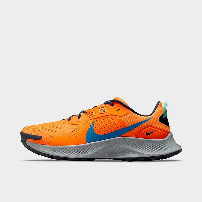 Right view of Men's Nike Pegasus Trail 3 Running Shoes in Total Orange/Signal Blue/Wolf Grey/Obsidian/Green Glow Click to zoom