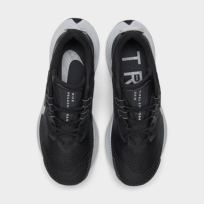 Back view of Women's Nike Pegasus Trail 3 Running Shoes in Black/Dark Smoke Grey/Pure Platinum Click to zoom