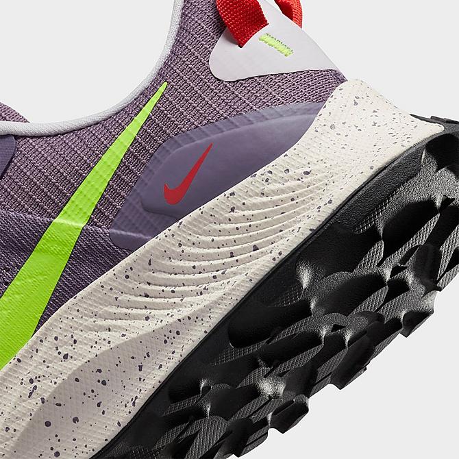 Front view of Women's Nike Pegasus Trail 3 Running Shoes in Canyon Purple/Volt/Venice/Habanero Red/Phantom/Black Click to zoom