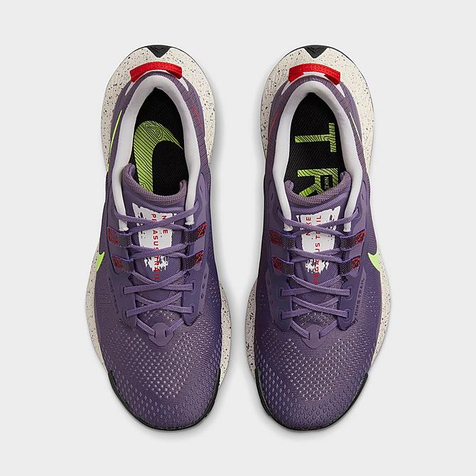 Back view of Women's Nike Pegasus Trail 3 Running Shoes in Canyon Purple/Volt/Venice/Habanero Red/Phantom/Black Click to zoom