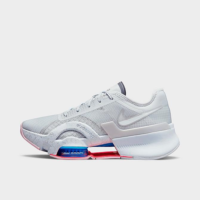 Right view of Women's Nike Air Zoom SuperRep 3 Training Shoes in Pure Platinum/Metallic Silver/Cool Grey Click to zoom