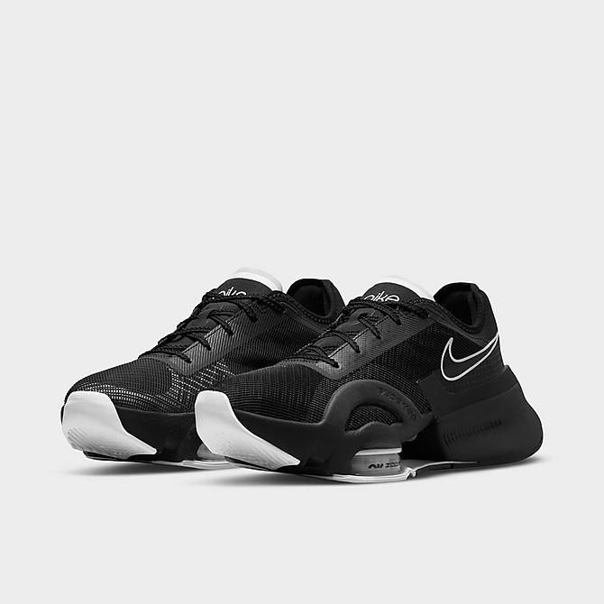 Three Quarter view of Women's Nike Air Zoom SuperRep 3 Training Shoes in Black/White/Black/Anthracite Click to zoom