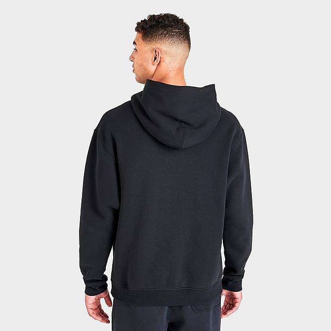 Back Right view of Men's Jordan Essentials Fleece Pullover Hoodie in Black Click to zoom
