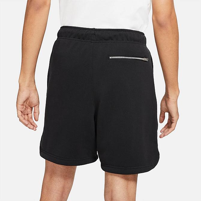 Back Right view of Men's Jordan Essentials Fleece Shorts in Black/Sail Click to zoom