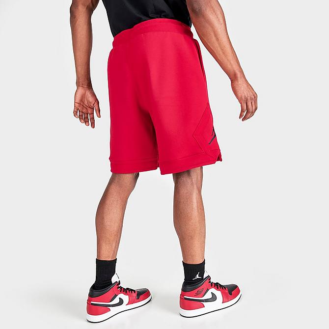 Back Right view of Men's Jordan Essential Fleece Diamond Shorts in Gym Red/Gym Red Click to zoom