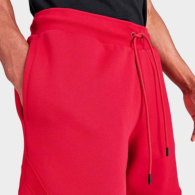 On Model 5 view of Men's Jordan Essential Fleece Diamond Shorts in Gym Red/Gym Red Click to zoom