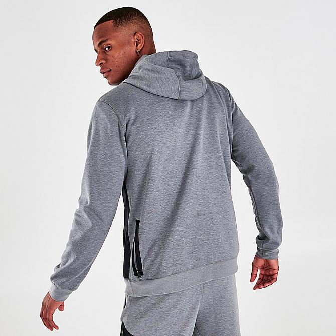 Back Right view of Men's Jordan Dri-FIT Air Statement Full-Zip Hoodie in Carbon Heather/Black Click to zoom