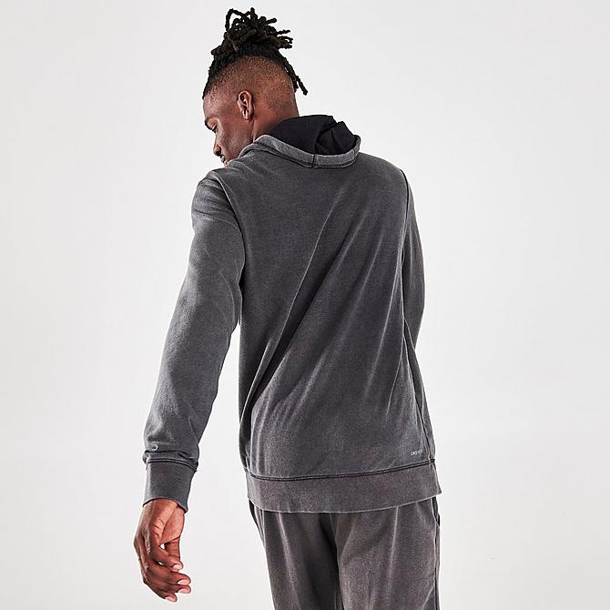 Back Right view of Men's Jordan Dri-FIT Air Fleece Pullover Hoodie in Black/White Click to zoom