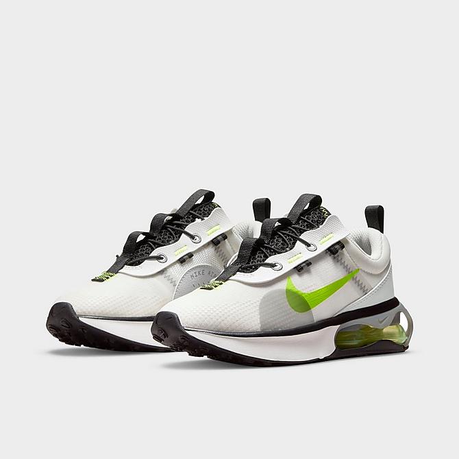 Three Quarter view of Little Kids' Nike Air Max 2021 Casual Shoes in Summit White/Volt/Photon Dust/Black Click to zoom