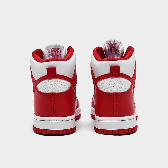 Left view of Big Kids' Nike Dunk High Casual Shoes in White/University Red Click to zoom