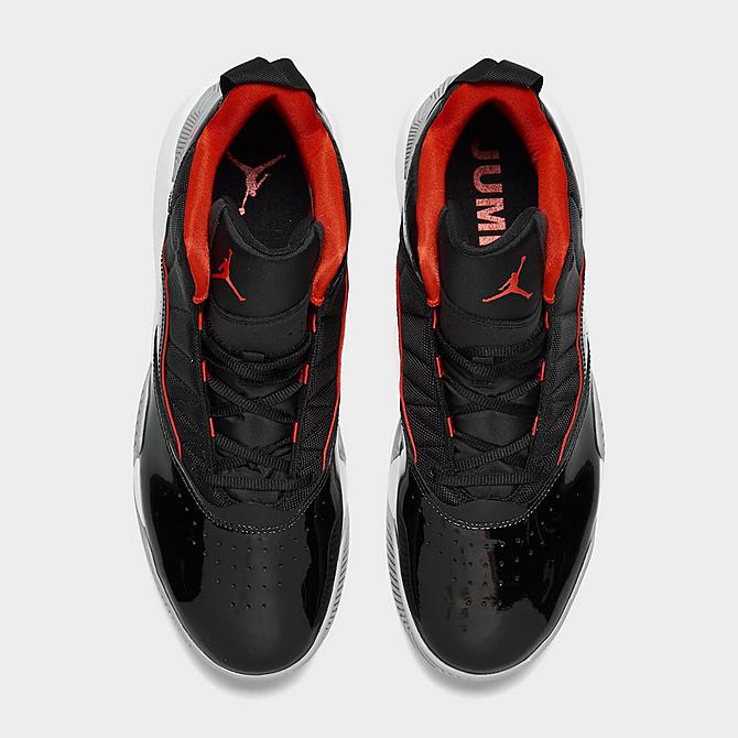 Back view of Men's Jordan Stay Loyal Basketball Shoes in Black/White/Wolf Grey/Chile Red Click to zoom