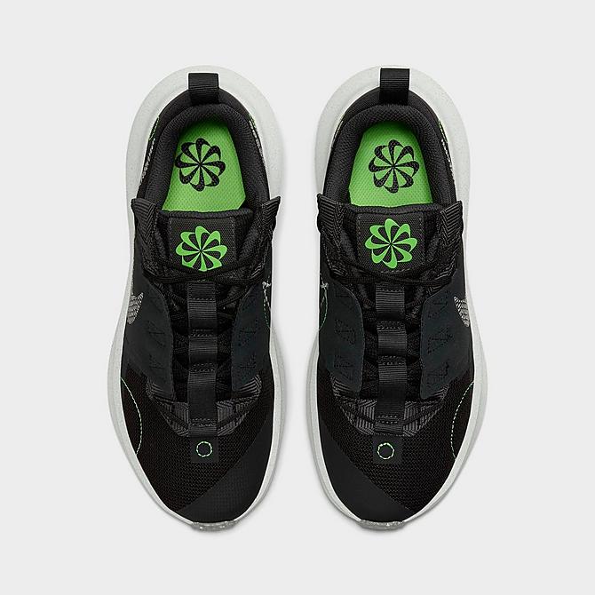 Back view of Big Kids' Nike Crater Impact Running Shoes in Black/Chrome/Dark Smoke Grey/Green Strike Click to zoom