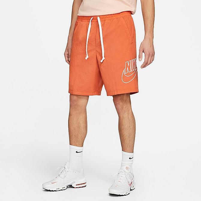Front Three Quarter view of Men's Nike Sportswear Alumni Woven Shorts in Light Sienna Click to zoom