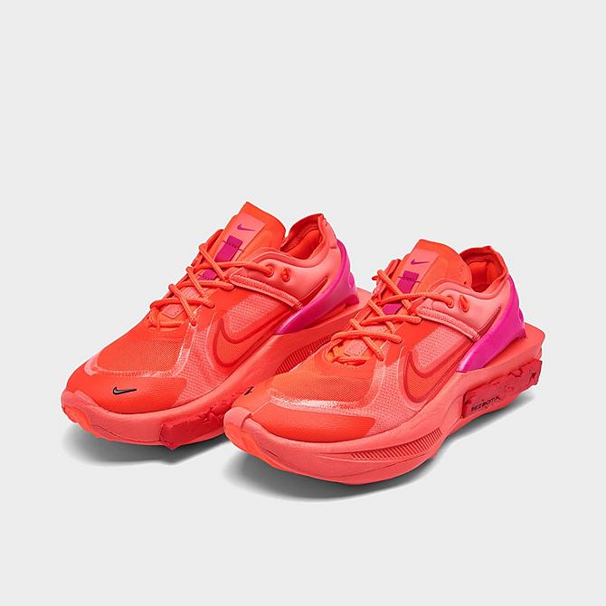 Three Quarter view of Women's Nike Fontanka Edge Casual Shoes in Bright Crimson/Fireberry/Magic Ember/University Red Click to zoom