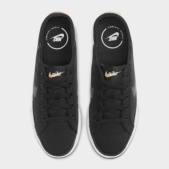 Back view of Women's Nike Court Legacy Mule Casual Shoes in Black/White/Gum Light Brown/Black Click to zoom