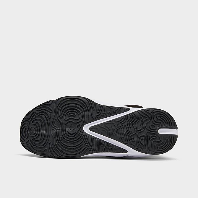 Bottom view of Little Kids' Nike Freak 3 Basketball Shoes in Black/Black/Light Photo Blue/White Click to zoom