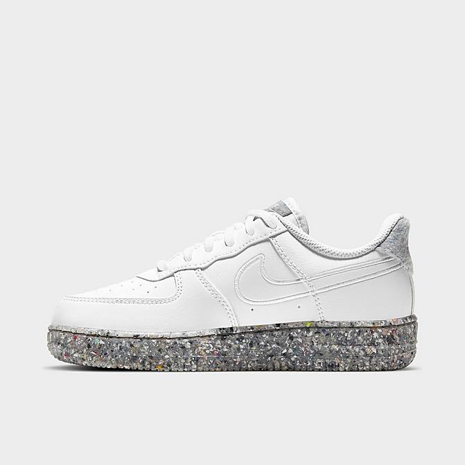 Right view of Little Kids' Nike Air Force 1 SE Casual Shoes in White/Metallic Silver/White Click to zoom