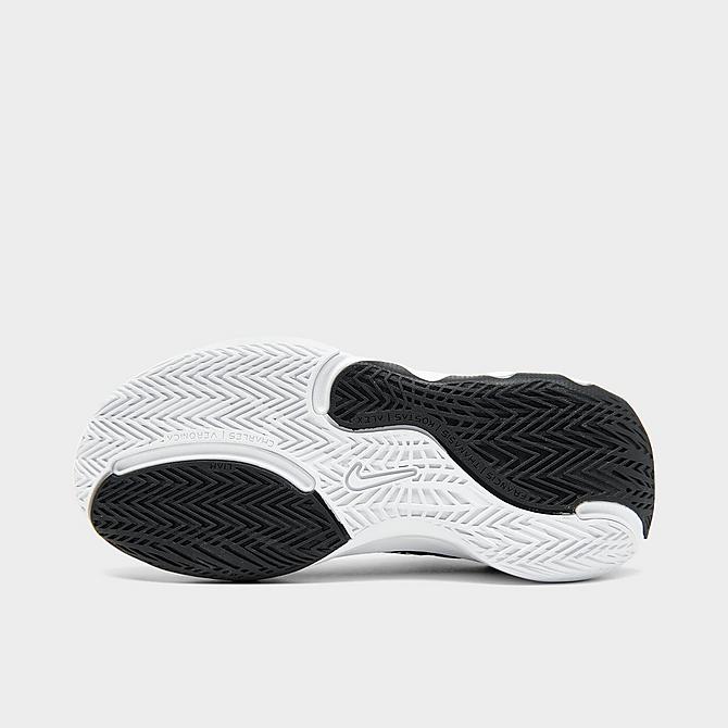 Bottom view of Big Kids' Nike Giannis Immortality Basketball Shoes in Black/Clear/White/Wolf Grey/Volt Click to zoom