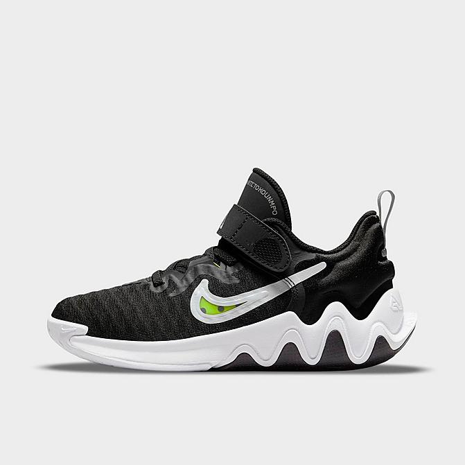 Right view of Little Kids' Nike Giannis Immortality Basketball Shoes in Black/Clear/White/Wolf Grey/Volt Click to zoom