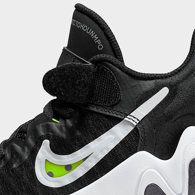 Front view of Little Kids' Nike Giannis Immortality Basketball Shoes in Black/Clear/White/Wolf Grey/Volt Click to zoom