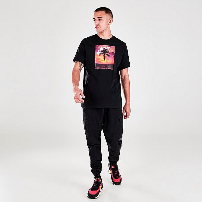Front Three Quarter view of Men's Nike Sportswear Spring Break Photo T-Shirt in Black Click to zoom