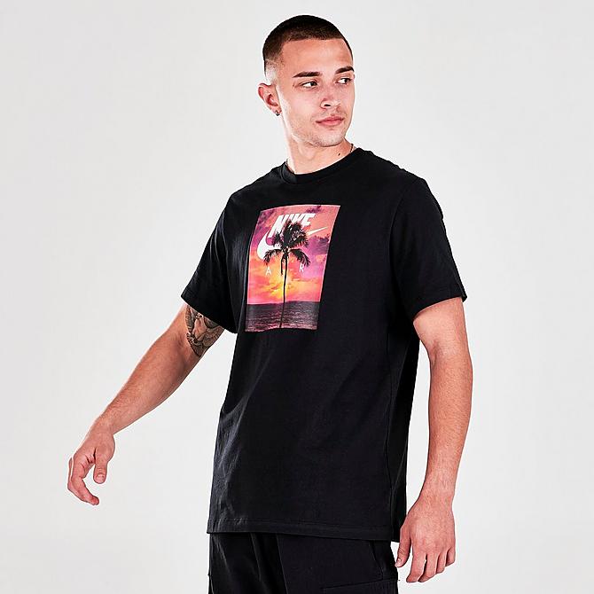 Back Left view of Men's Nike Sportswear Spring Break Photo T-Shirt in Black Click to zoom