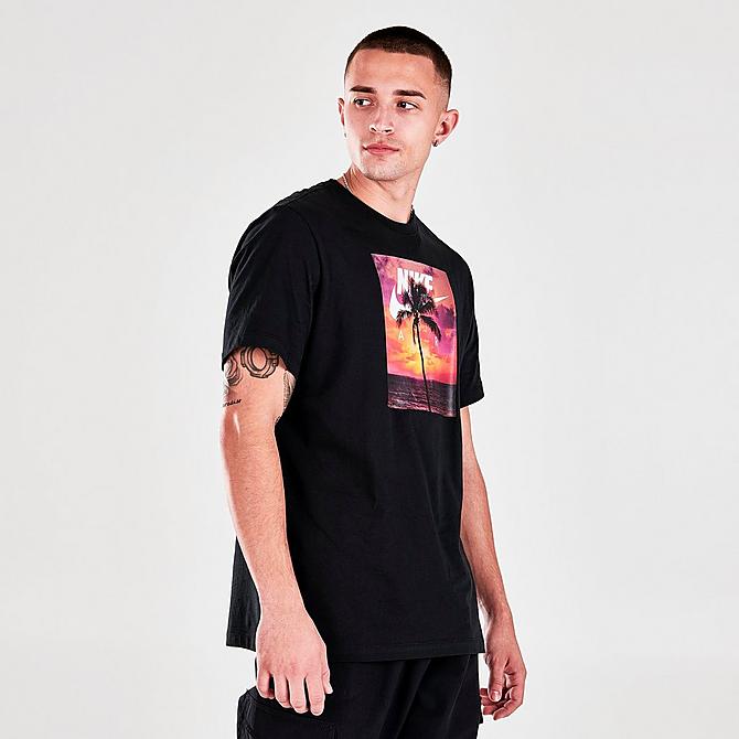 Back Right view of Men's Nike Sportswear Spring Break Photo T-Shirt in Black Click to zoom