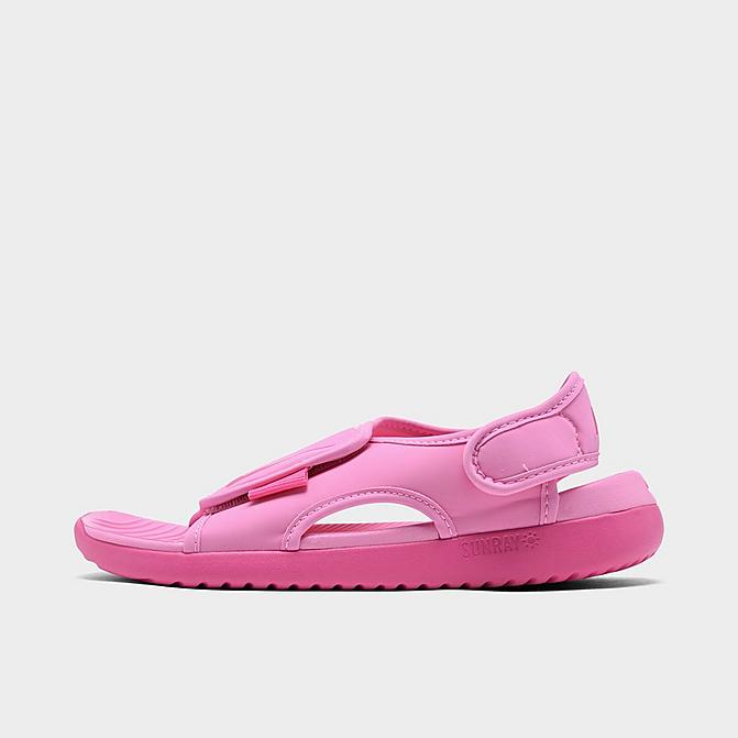 Right view of Girls' Little Kids' Nike Sunray Adjust 5 V2 Casual Sandals in Psychic Pink/Laser Fuchsia Click to zoom
