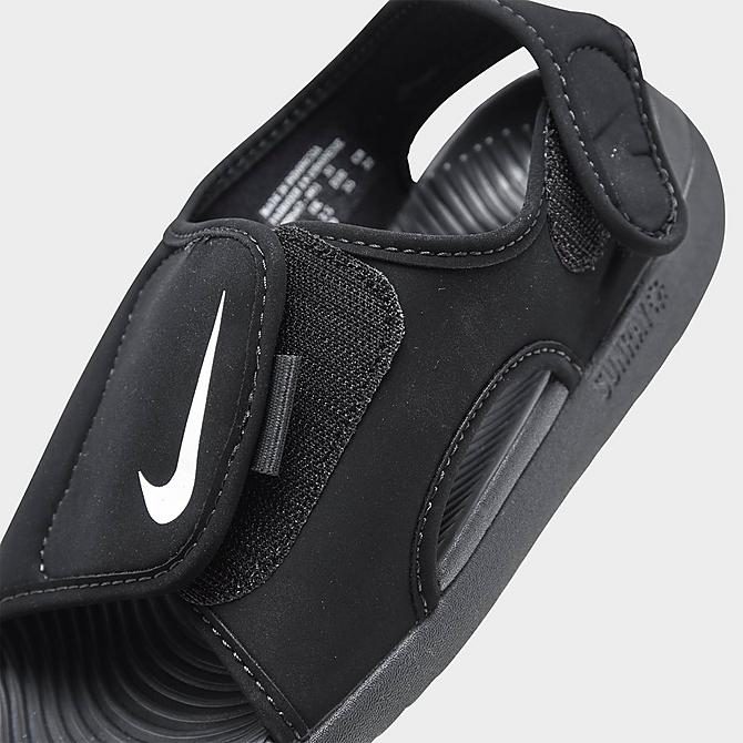 Front view of Boys' Little Kids' Nike Sunray Adjust 5 V2 Sandals in Black/White Click to zoom