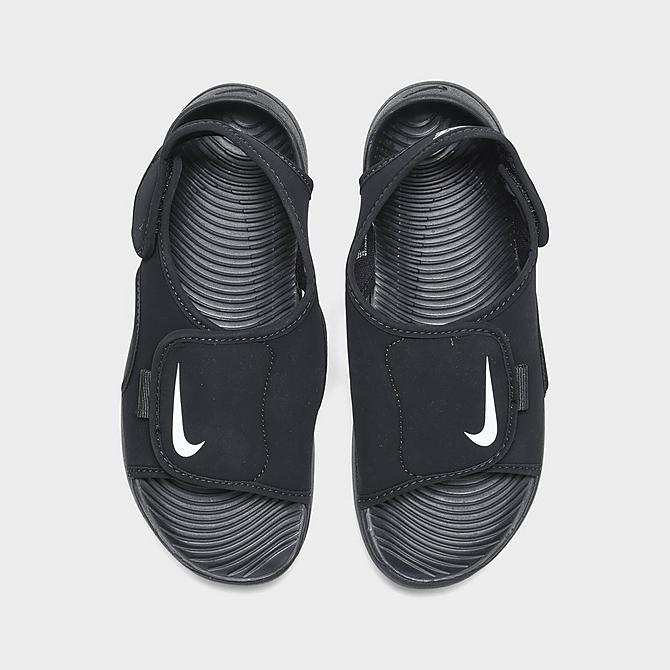 Back view of Boys' Little Kids' Nike Sunray Adjust 5 V2 Sandals in Black/White Click to zoom