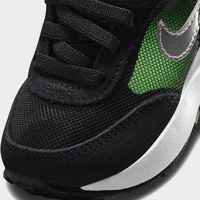 Front view of Kids' Toddler Nike Waffle One Casual Shoes in Dark Smoke Grey/Black/Green Strike/Chrome Click to zoom