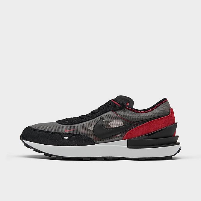 Right view of Big Kids' Nike Waffle One Casual Shoes in Flat Pewter/Black/Siren Red/Photon Dust Click to zoom