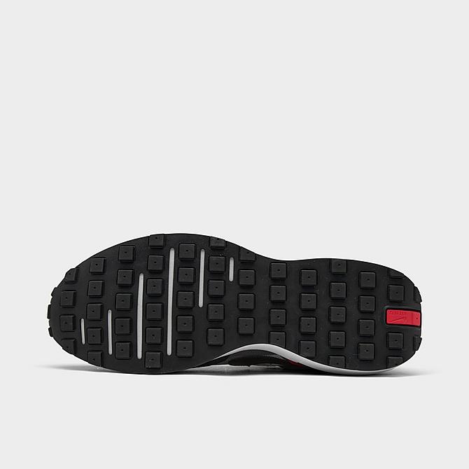Bottom view of Big Kids' Nike Waffle One Casual Shoes in Flat Pewter/Black/Siren Red/Photon Dust Click to zoom
