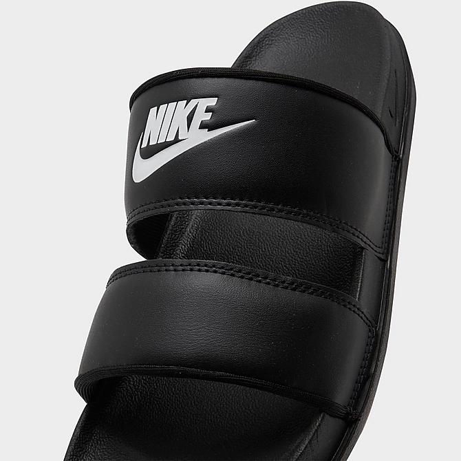 Front view of Women's Nike Offcourt Duo Slide Sandals in Black/Black/White Click to zoom