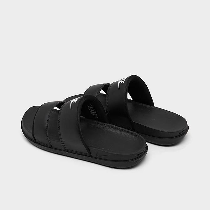 Left view of Women's Nike Offcourt Duo Slide Sandals in Black/Black/White Click to zoom