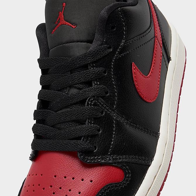 Front view of Women's Air Jordan Retro 1 Low Casual Shoes in Black/Gym Red/Sail Click to zoom